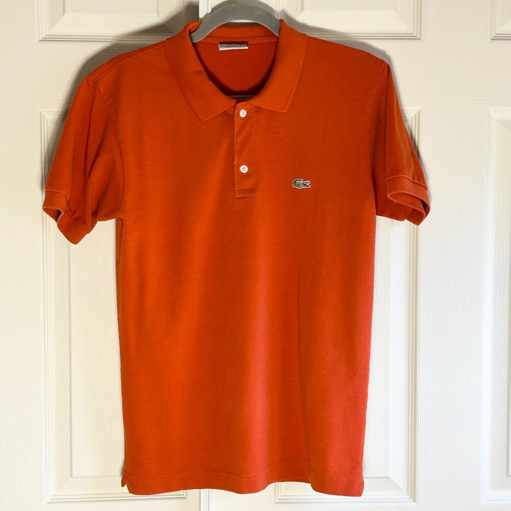 Lacoste Polo Shirt  Orange Croc Crocodile Golf Rugby Cotton Preppy Casual EU S 4